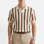 Poloshirt til herrer med stribet mønster, kortærmet