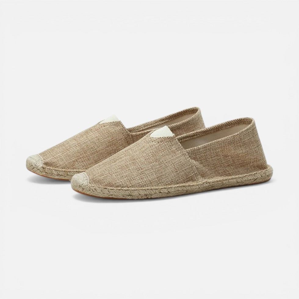 Espadriller til herrer i linned med flad sål