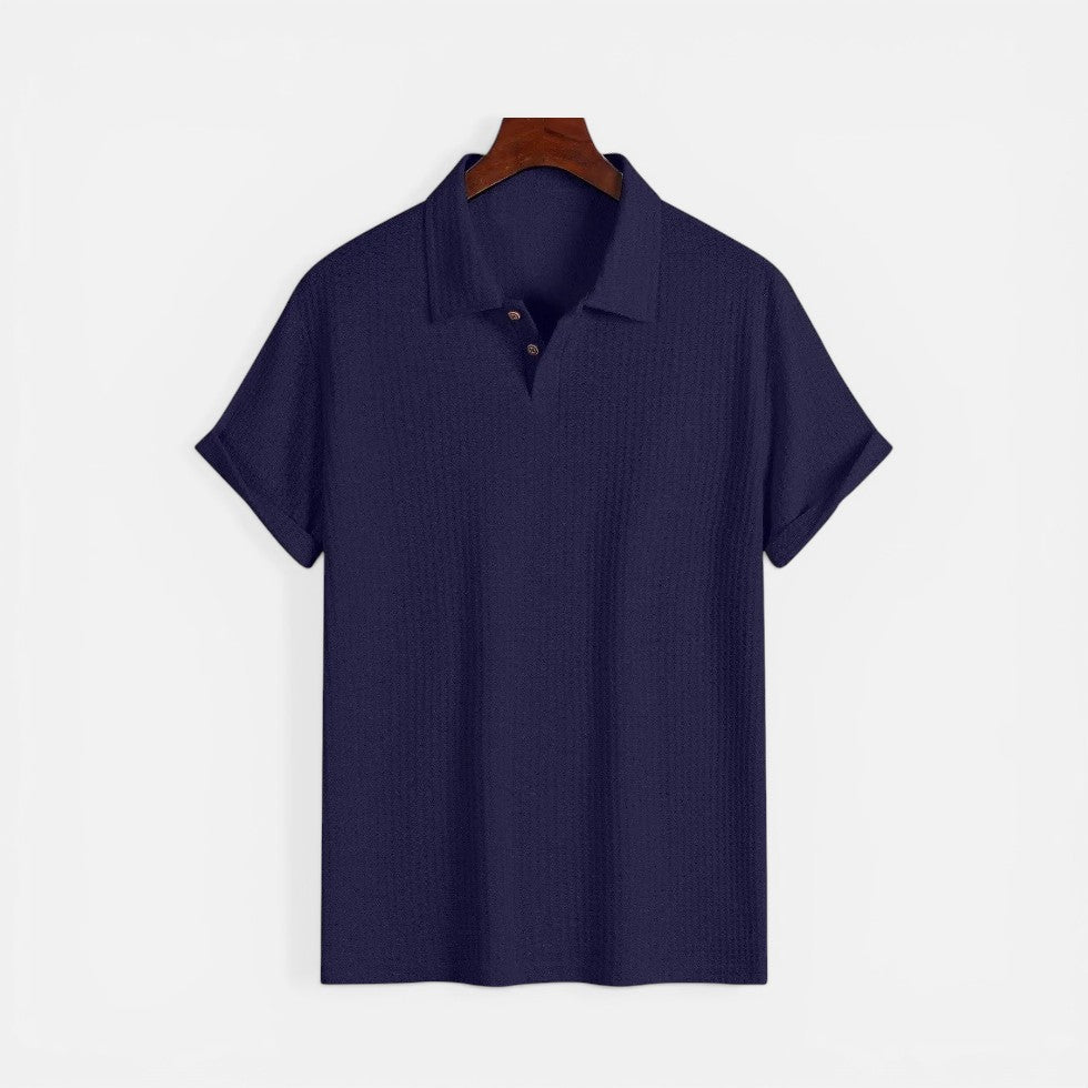 Polo T-shirt til mænd, kortærmet, med strukturstof
