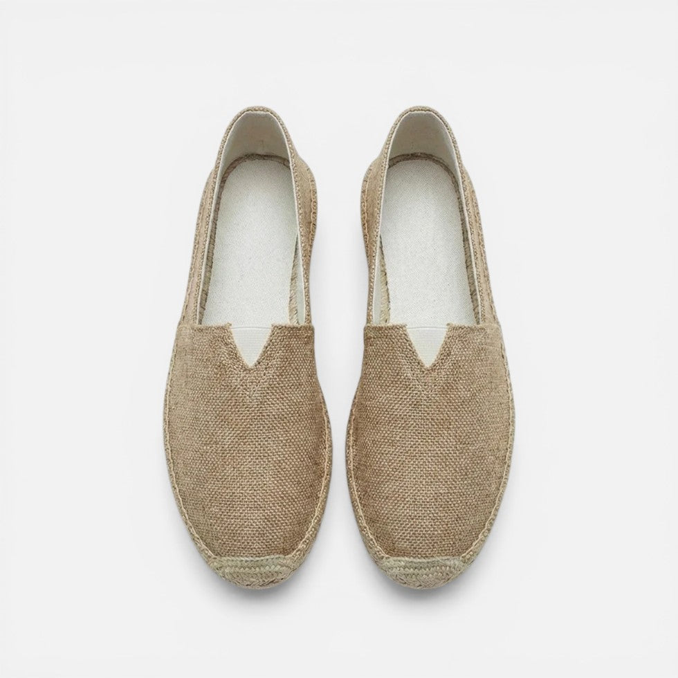 Espadriller til herrer i linned med flad sål