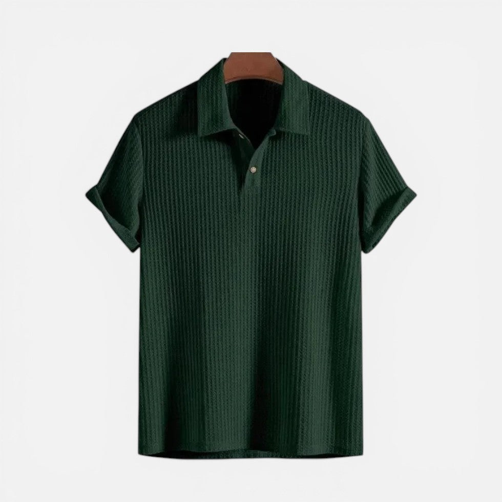Polo T-shirt til mænd, kortærmet, med strukturstof