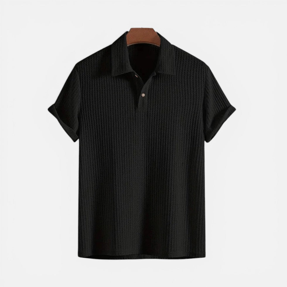 Polo T-shirt til mænd, kortærmet, med strukturstof