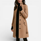 Damen Mantel mit Stehkragen und Knopfleiste