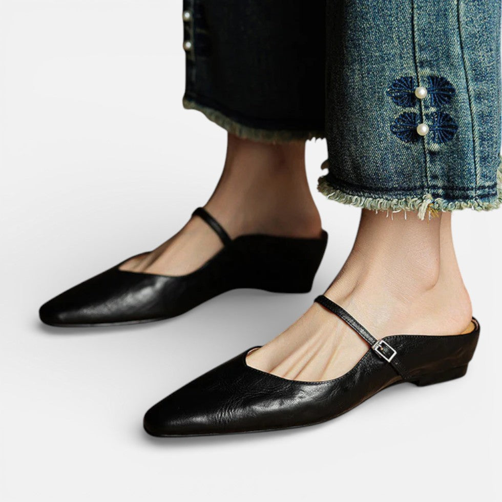 Damen Ballerinas mit Riemchen und flacher Sohle