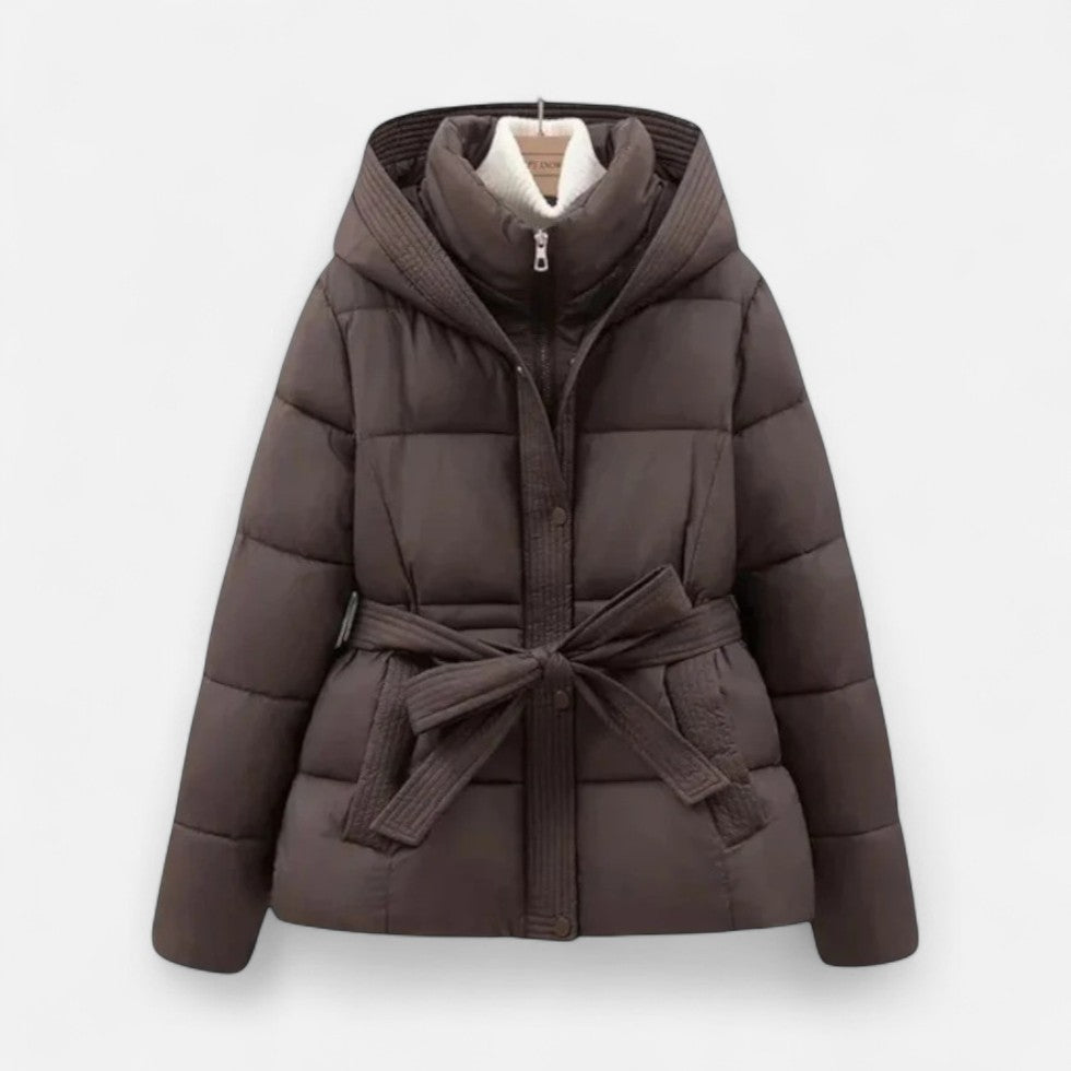 Steppjacke mit Gürtel und Kapuze