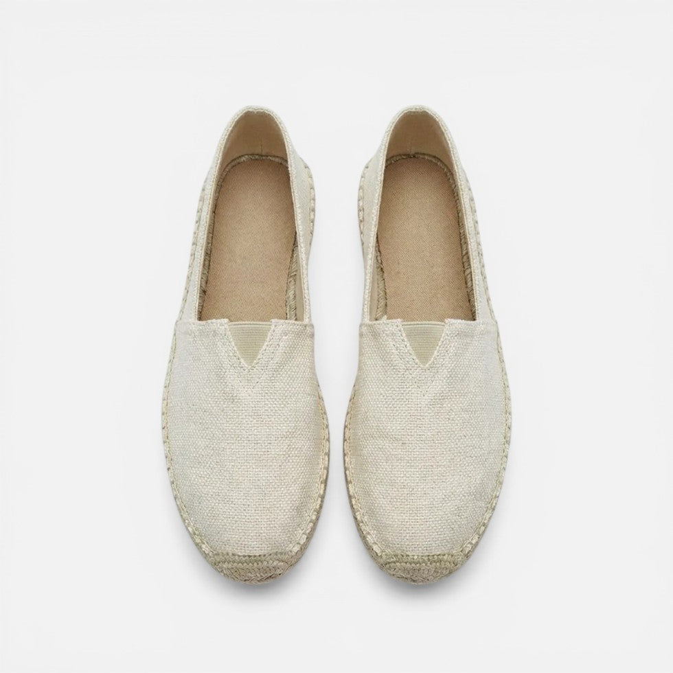 Espadriller til herrer i linned med flad sål