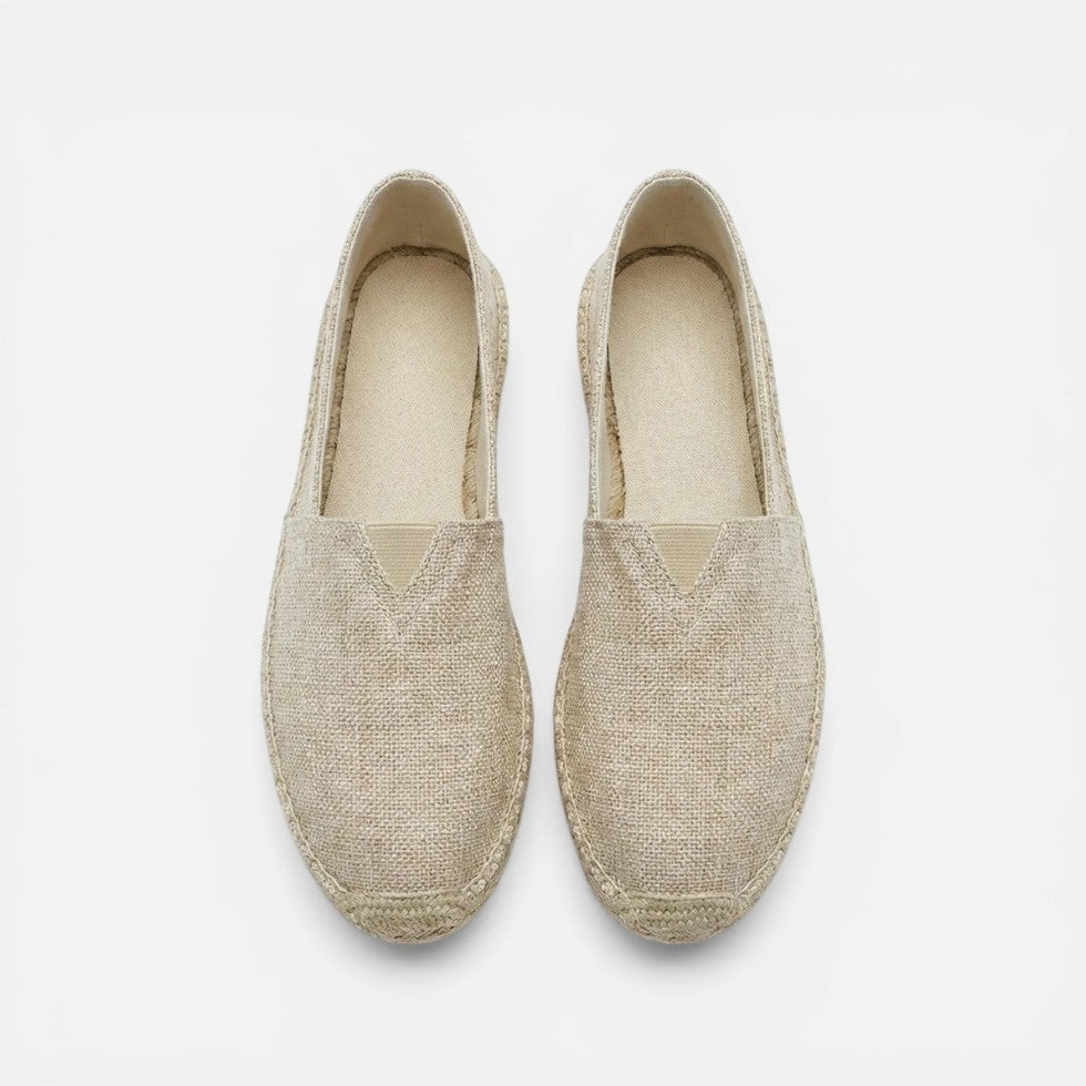 Espadriller til herrer i linned med flad sål