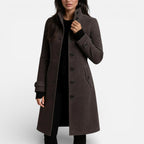 Damen Mantel mit Stehkragen und Knopfleiste