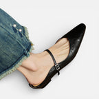 Damen Ballerinas mit Riemchen und flacher Sohle