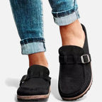 Damen Wildleder Slipper mit Schnalle