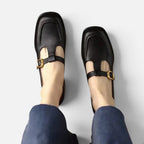 Orthopädische Mary Jane Schuhe mit Riemen und eckiger Zehenpartie