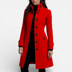 Damen Mantel mit Stehkragen und Knopfleiste