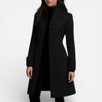 Damen Mantel mit Stehkragen und Knopfleiste
