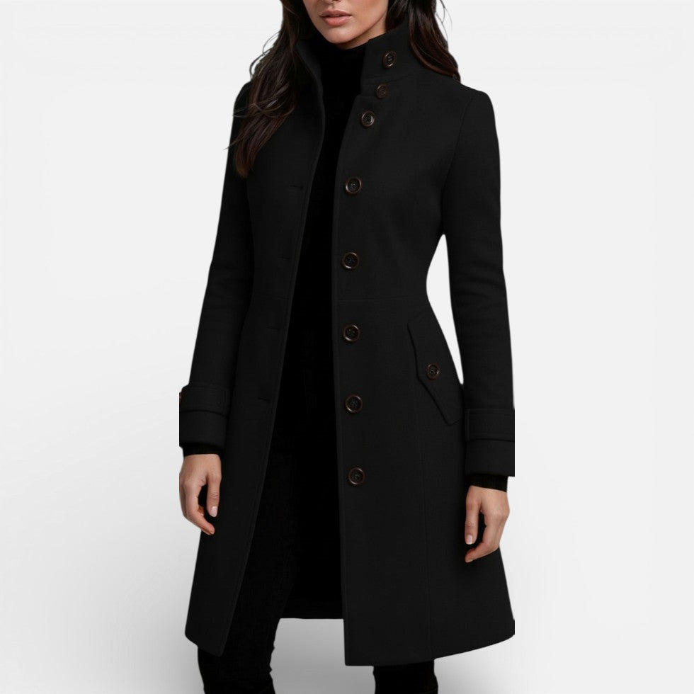 Damen Mantel mit Stehkragen und Knopfleiste