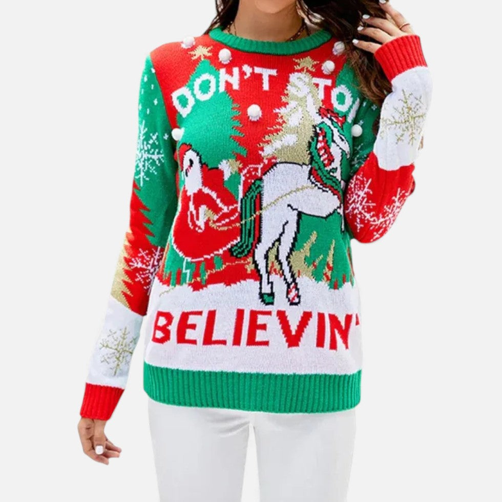 Weihnachtspullover Damen mit Fröhlichem Motiv