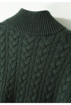 Kaschmir Strickpullover mit Zopfmuster und Knopfleiste