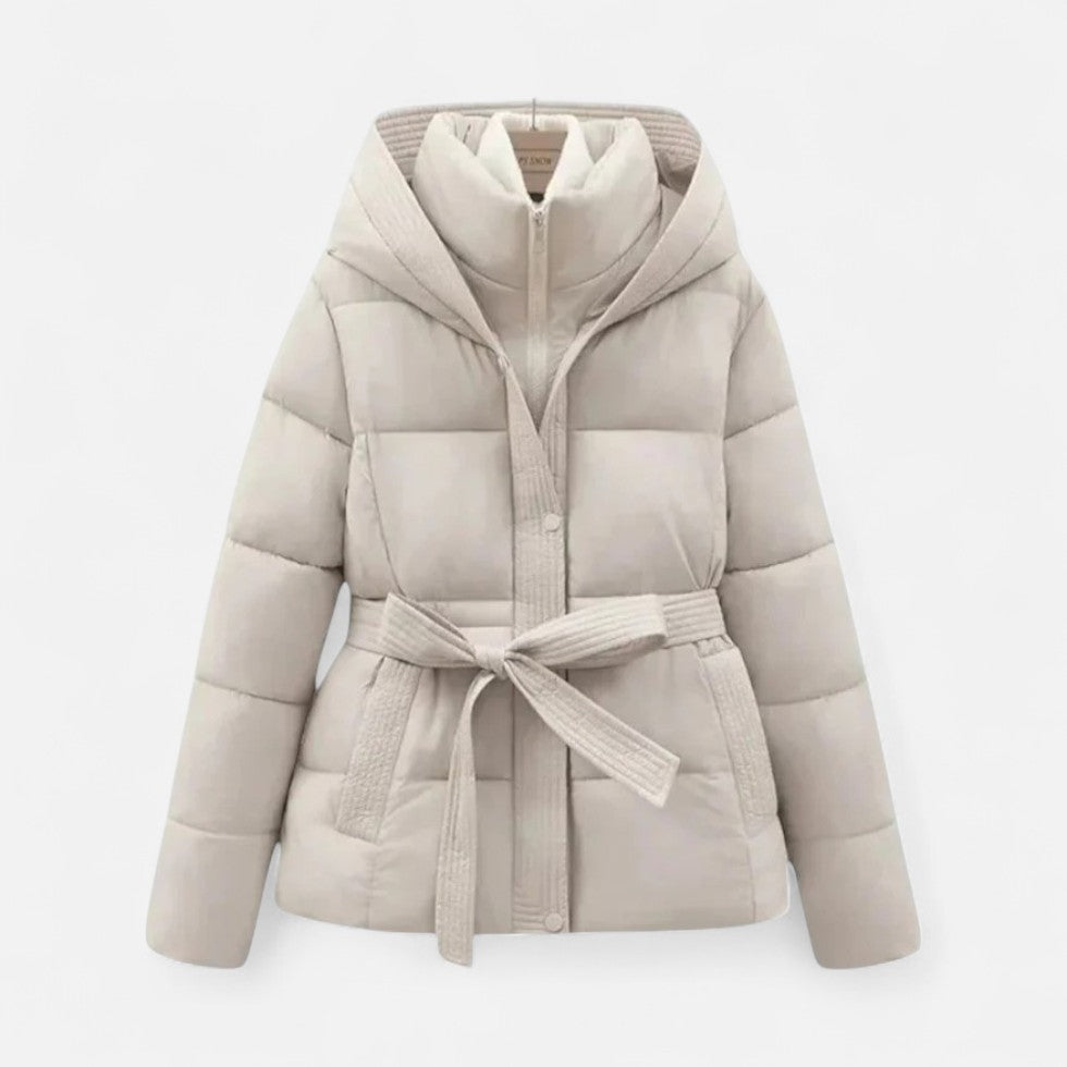 Steppjacke mit Gürtel und Kapuze