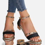 Women's sandals with shiny detail and ankle strap