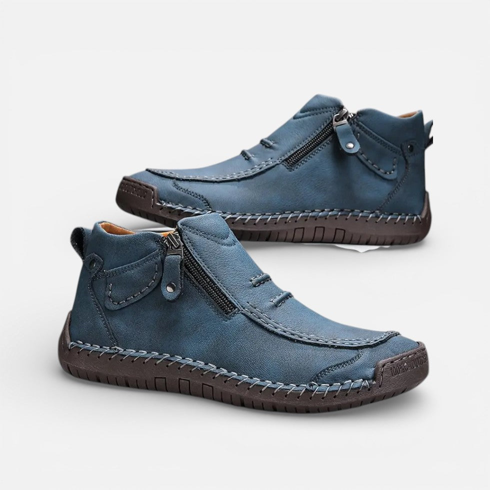 Herren Leder Freizeitschuhe mit Reißverschluss