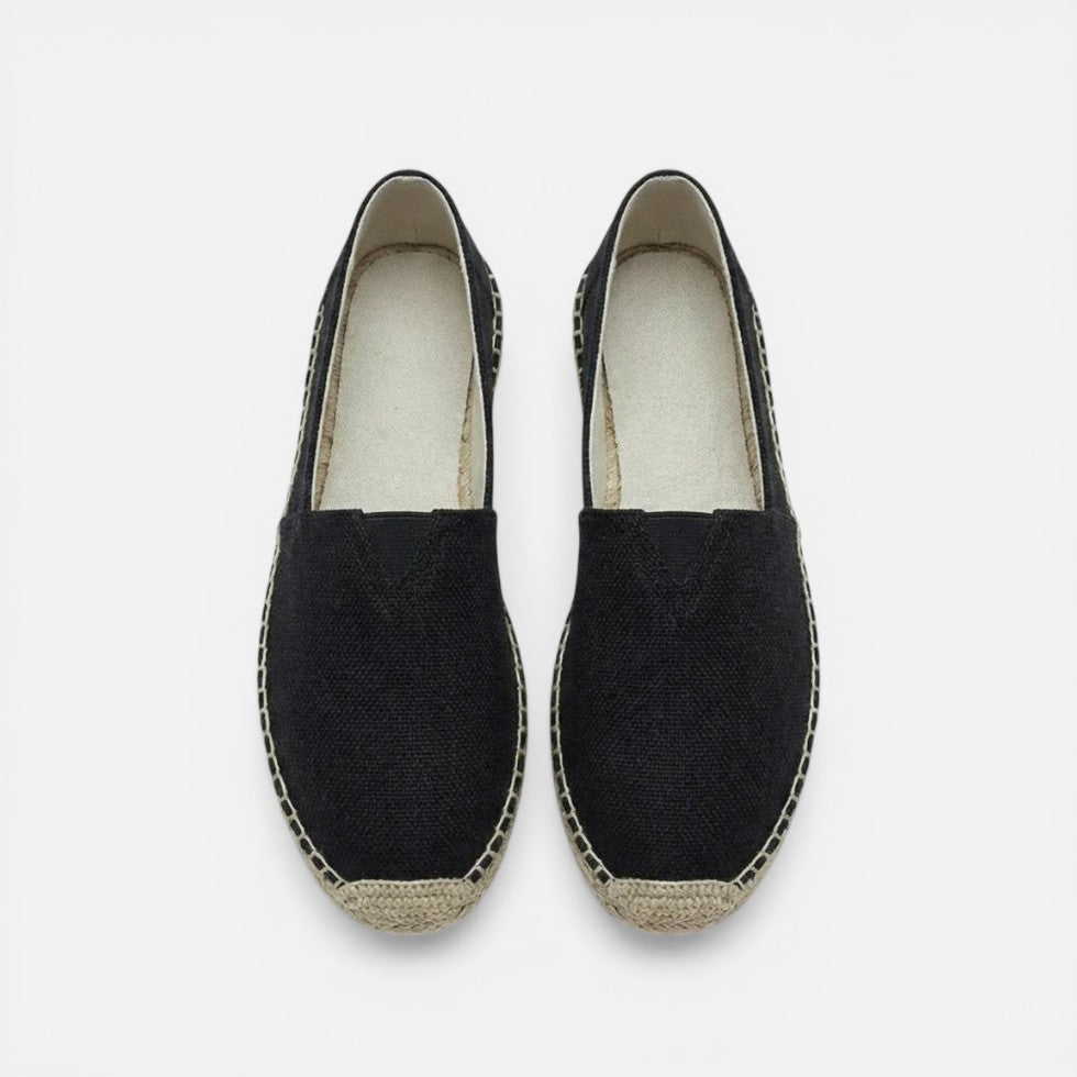 Espadriller til herrer i linned med flad sål
