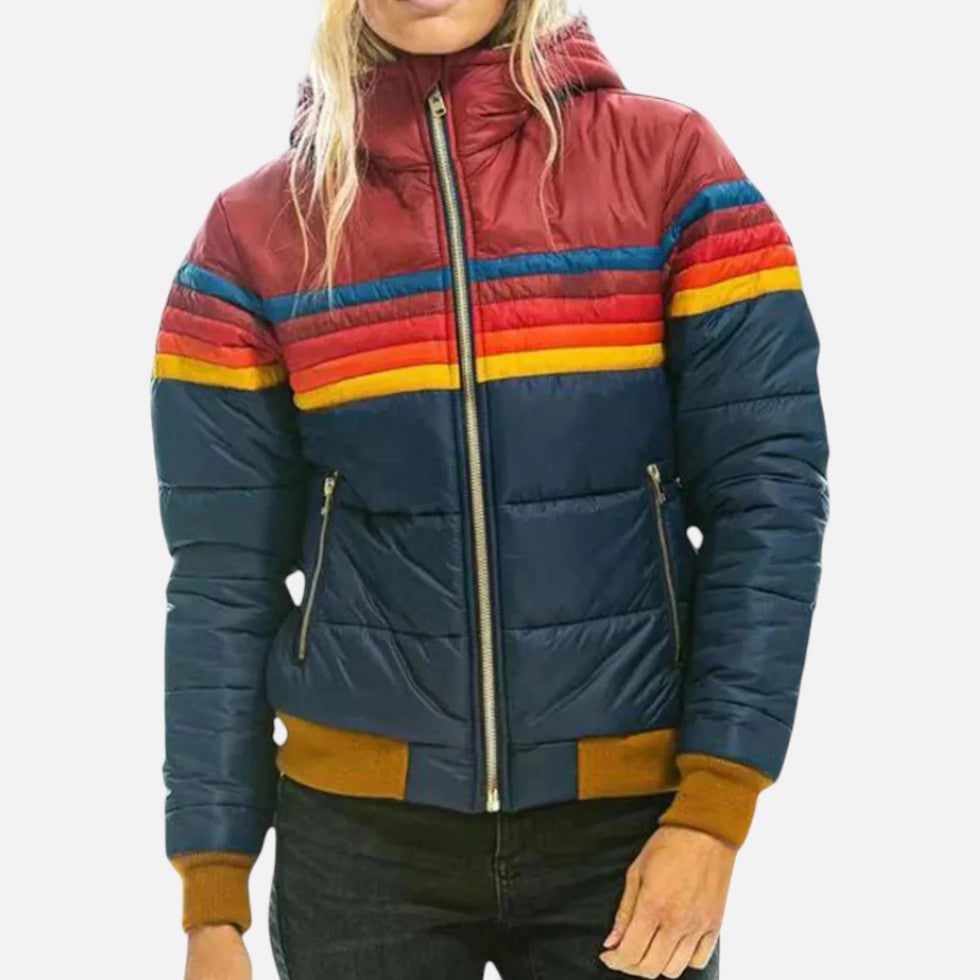 Damen Steppjacke mit farbigen Streifendetails