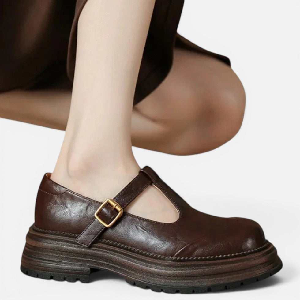 Orthopädische Mary Jane Schuhe mit Riemen und Profilsohle