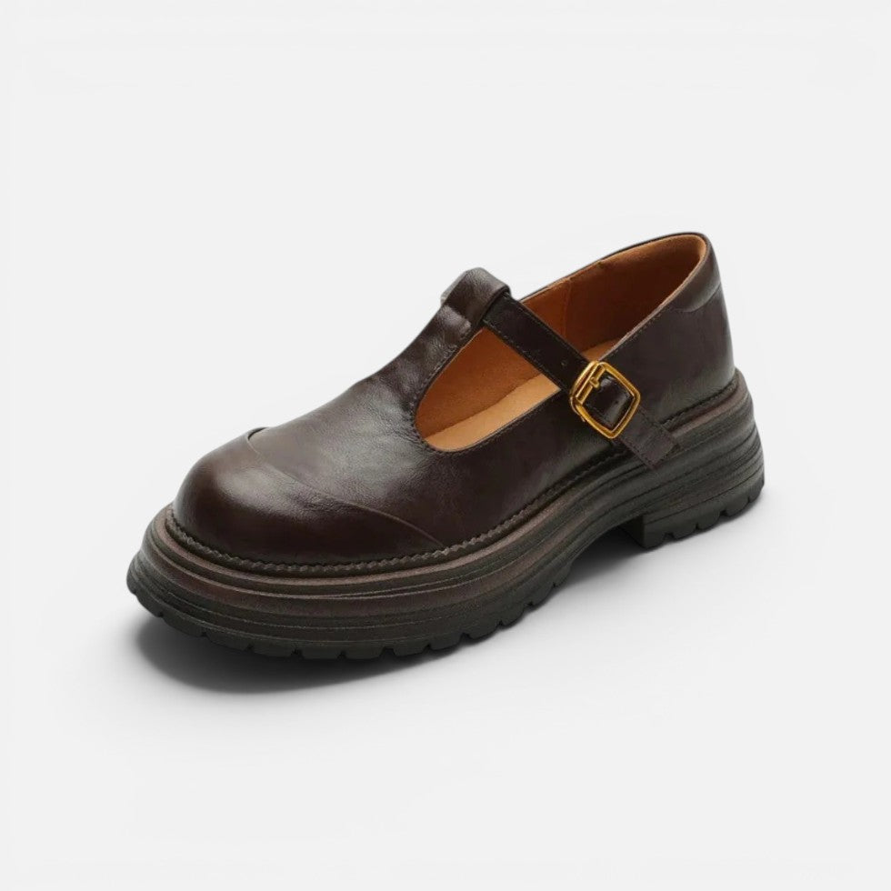 Orthopädische Mary Jane Schuhe mit Riemen und Profilsohle
