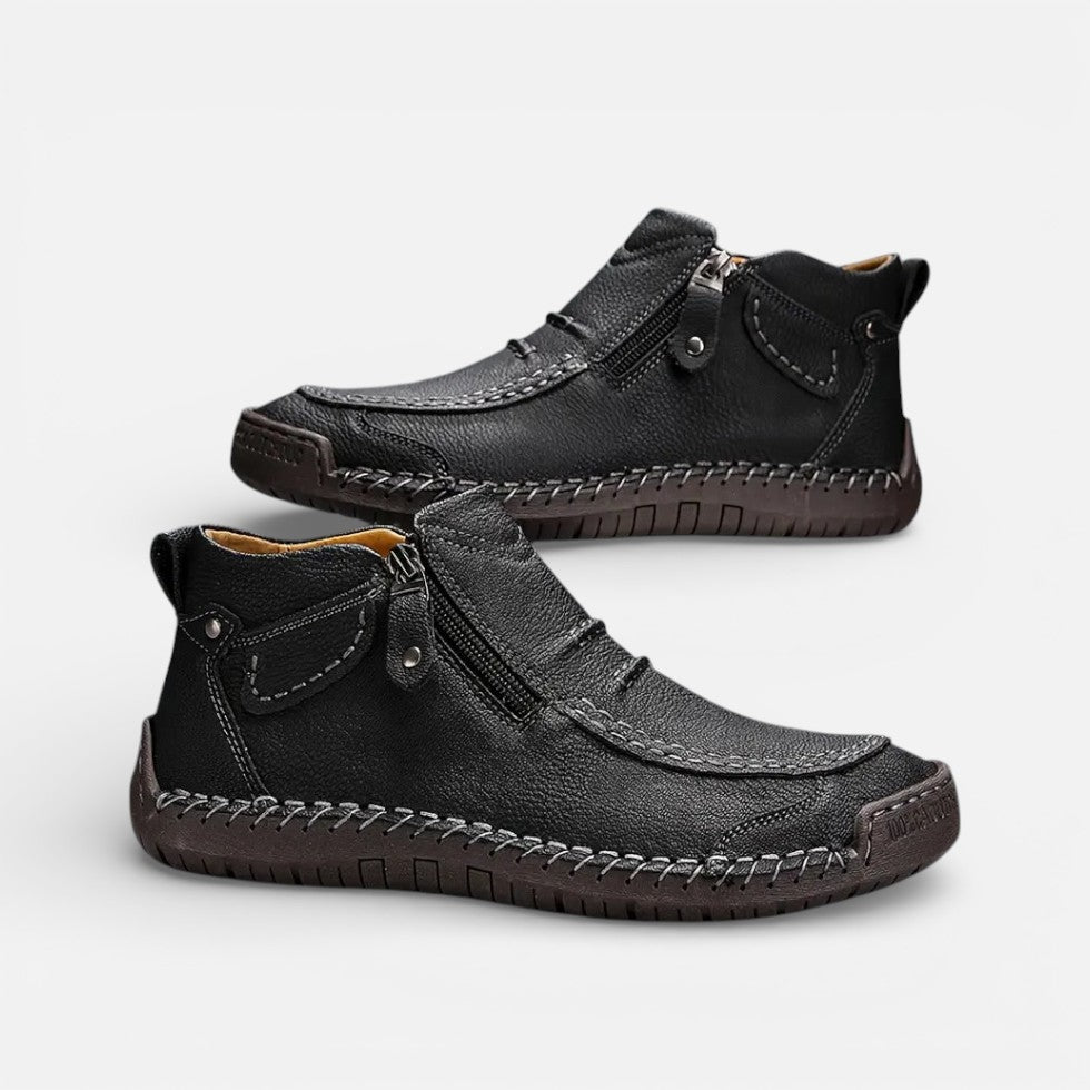 Herren Leder Freizeitschuhe mit Reißverschluss