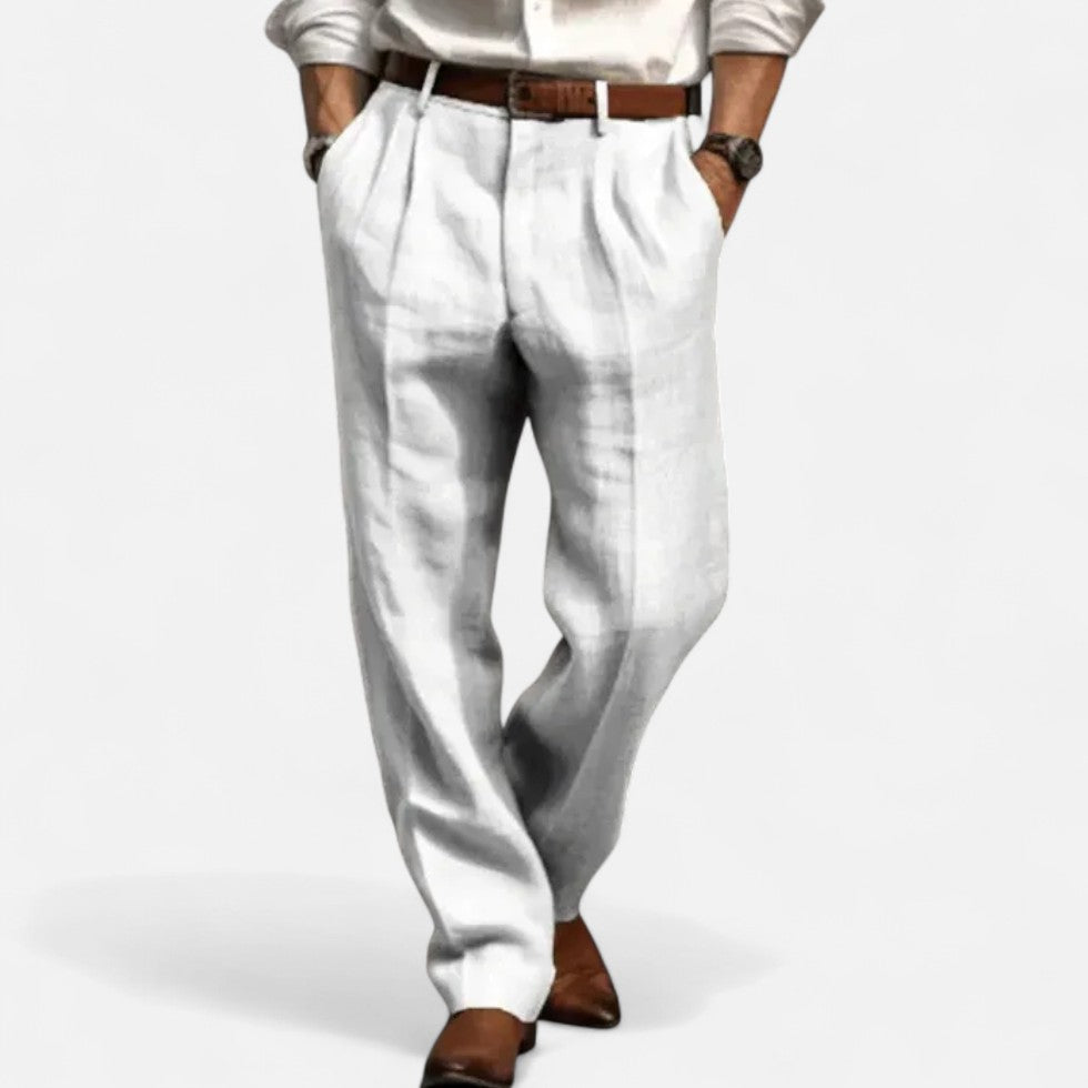 Lightweight linen pants with wide leg for men