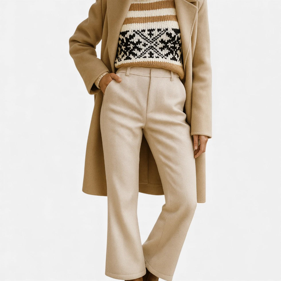 Damen Stoffhose mit Fischgrätenmuster