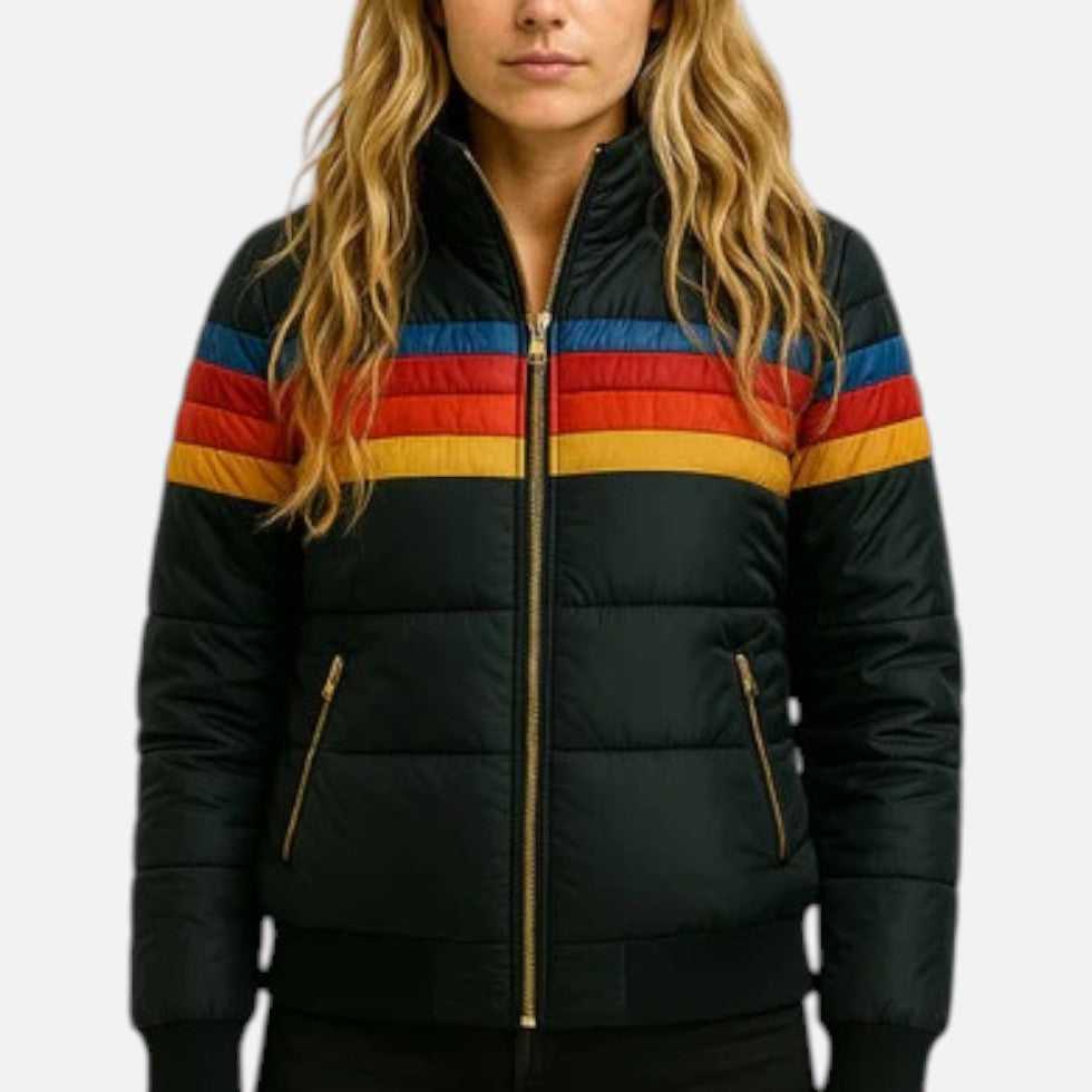 Damen Steppjacke mit farbigen Streifendetails