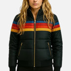 Damen Steppjacke mit farbigen Streifendetails