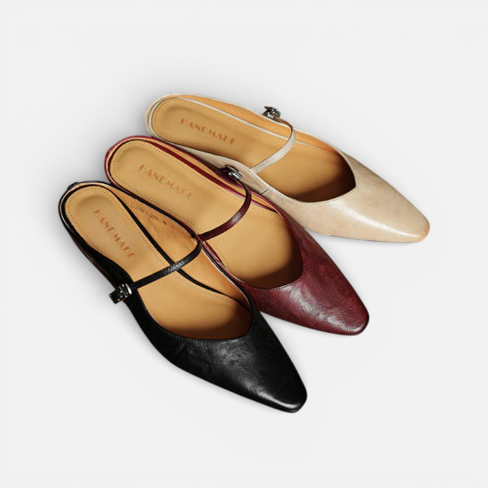 Damen Ballerinas mit Riemchen und flacher Sohle