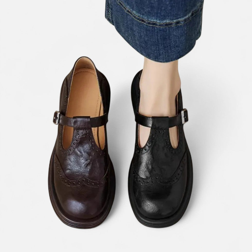 Damen Leder Slipper mit Schnalle