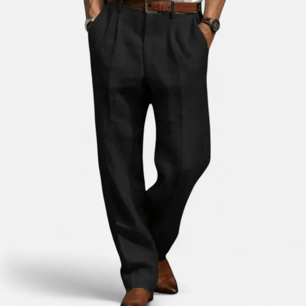 Lightweight linen pants with wide leg for men