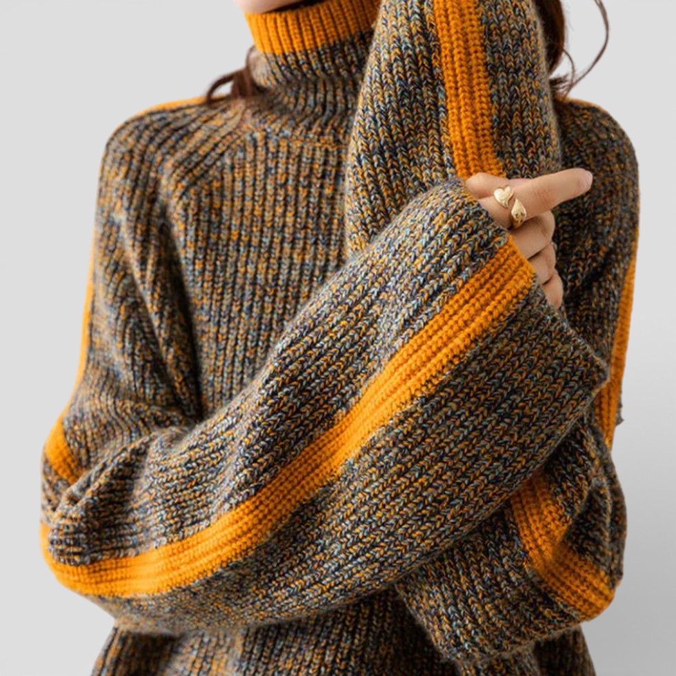 Damen Strickpullover mit Rollkragen und weitem Schnitt