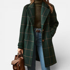 Damen Wollmantel mit Karomuster und klassischem Schnitt