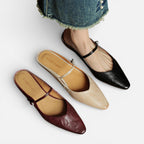 Damen Ballerinas mit Riemchen und flacher Sohle
