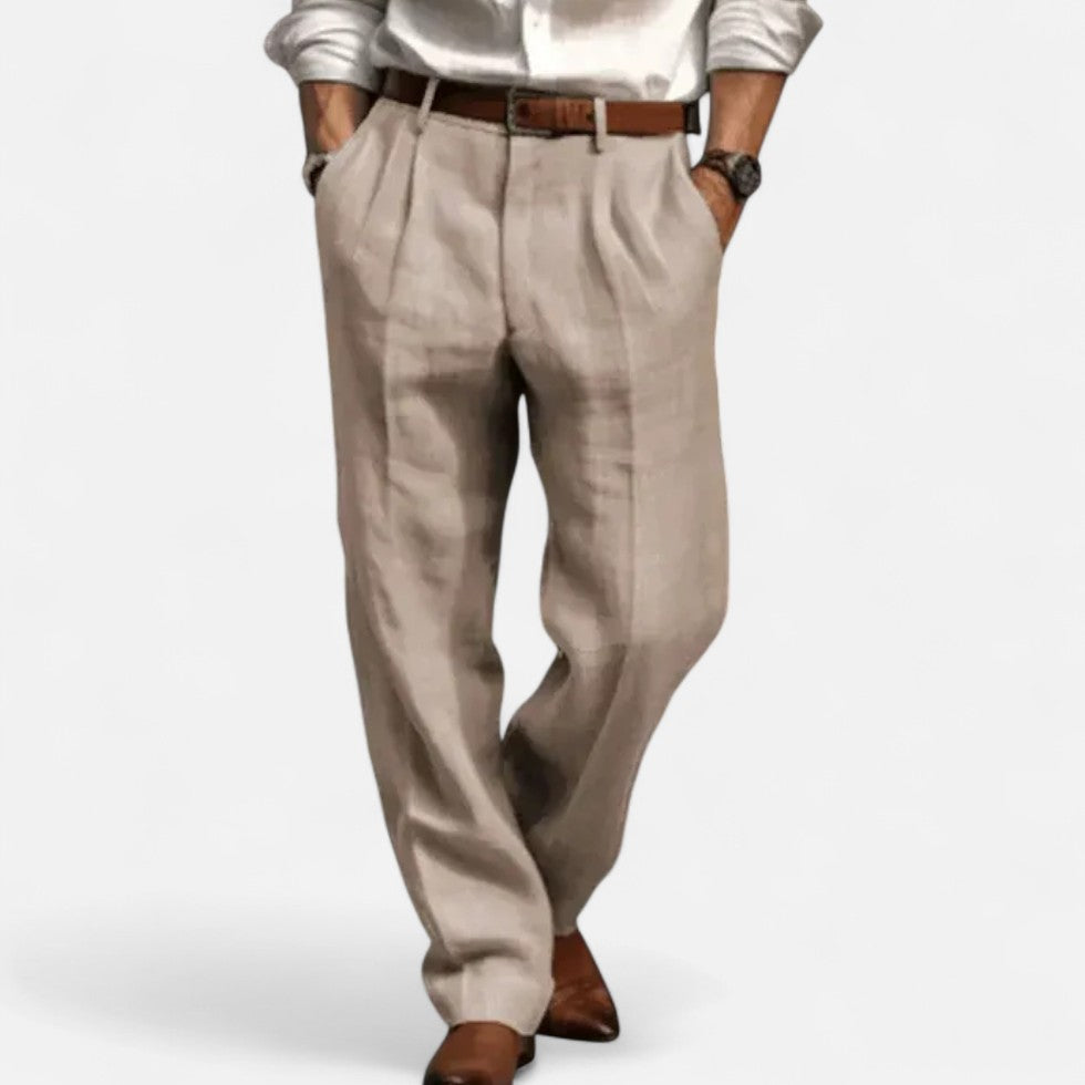 Lightweight linen pants with wide leg for men