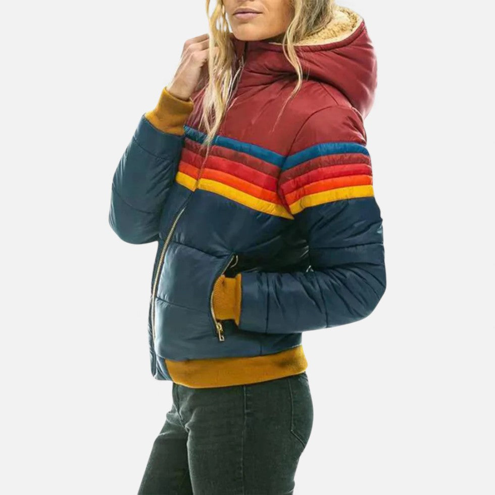 Damen Steppjacke mit farbigen Streifendetails