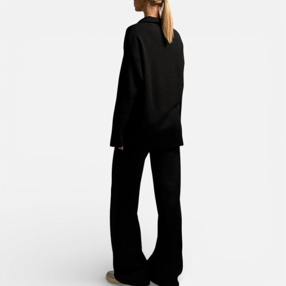 Damen Strick Set mit lockerem Pullover und weiter Hose