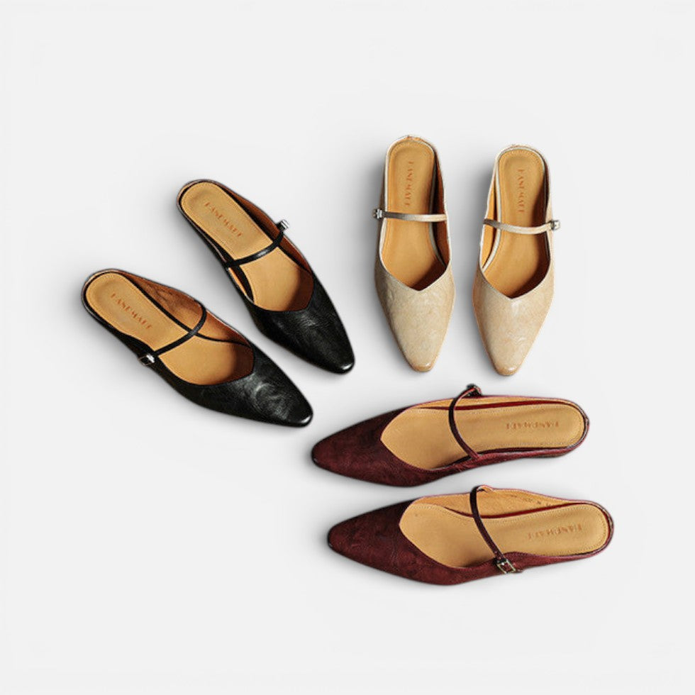 Damen Ballerinas mit Riemchen und flacher Sohle