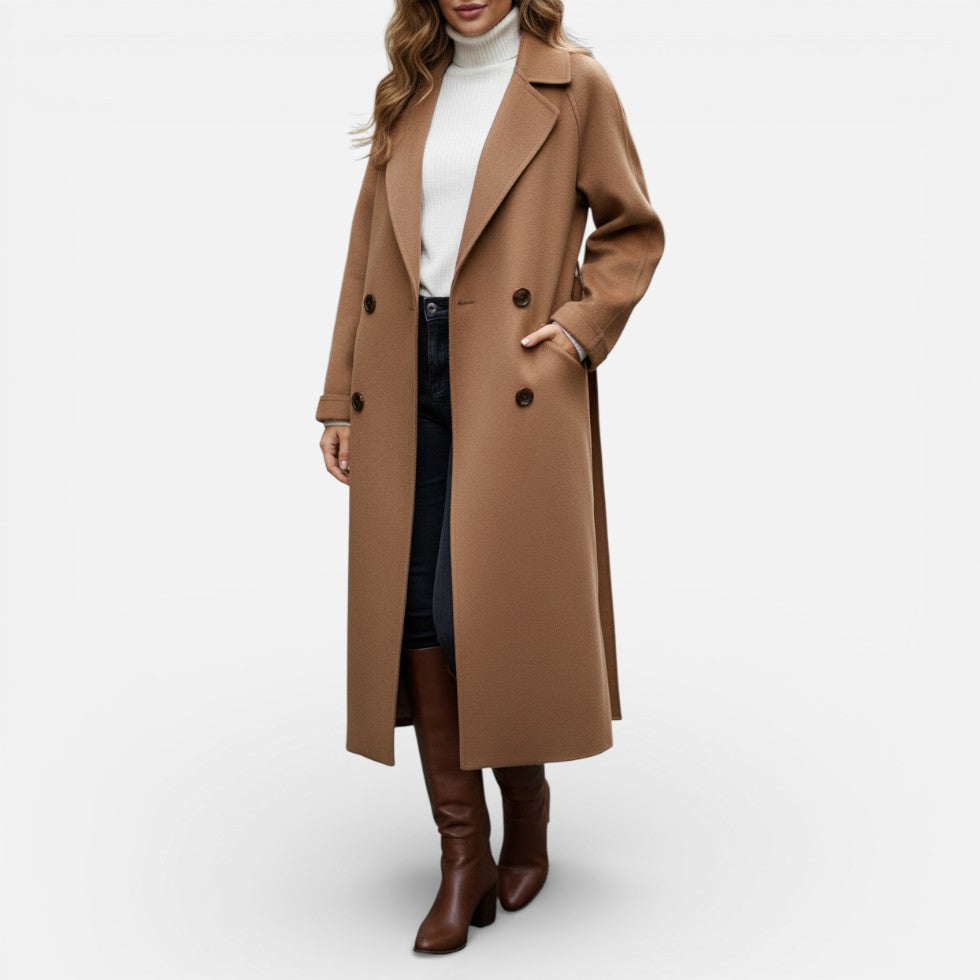 Damen Mantel mit Reverskragen und Knopfleiste