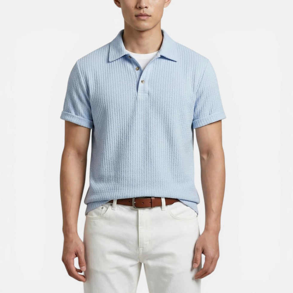 Polo T-shirt til mænd, kortærmet, med strukturstof