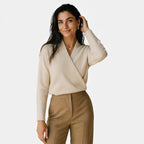 Damen Wickelpullover aus weichem Strick