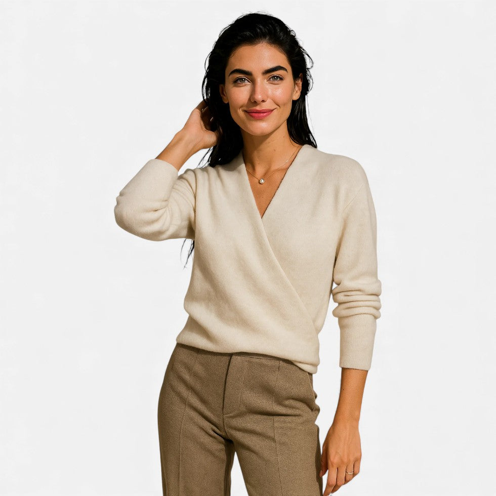 Damen Wickelpullover aus weichem Strick