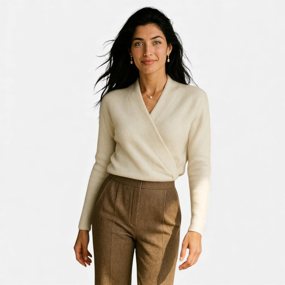 Damen Wickelpullover aus weichem Strick