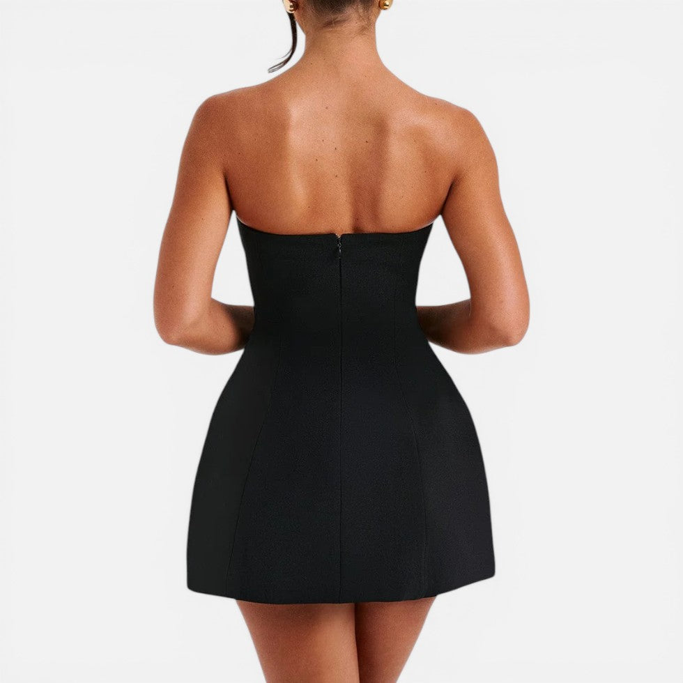 Bandeau minikjole med udstående skørt