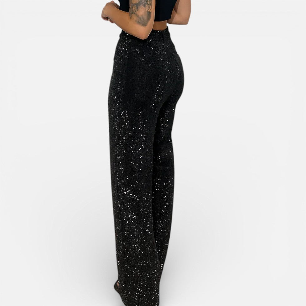 Damen Jeans mit geradem Bein und gesprenkeltem Muster