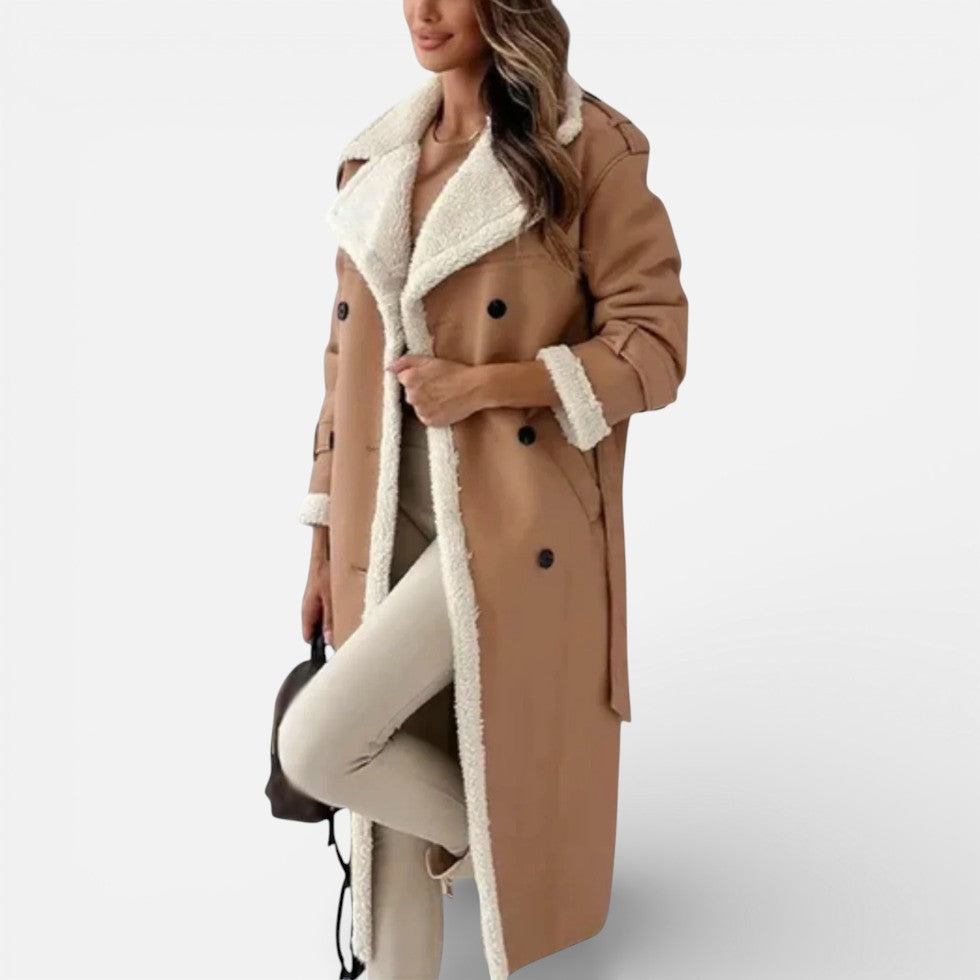 Women's trench coat with teddy lining and long cut